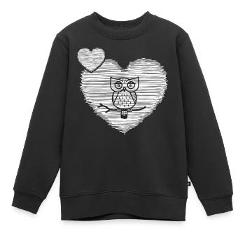 Hibou « vieux hibou avec cœur » hiboux collection hiboux - Sweat Premium enfant bio - noir - Devant - AI Model Kid Female (0cm)