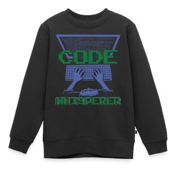 Code Whisperer - Kids Premium Organic Sweatshirt - black - Front - AI Model Kid Female (0cm)