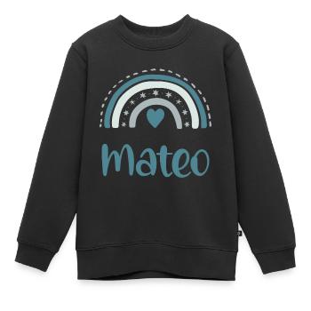 Mateo Name Regenbogen - Kinder Premium Organic Sweatshirt - Schwarz - Vorne - AI Model Kid Female (0cm)