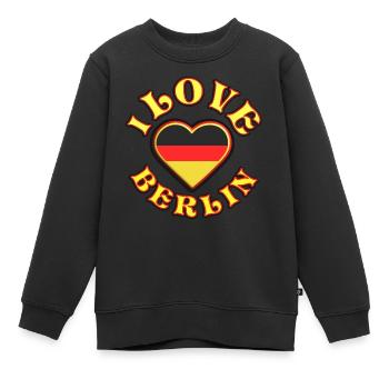 I love Berlin. Deutschland, Schwarz-Rot-Gold - Kinder Premium Organic Sweatshirt - Schwarz - Vorne - AI Model Kid Female (0cm)