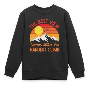 Die beste Aussicht kommt nach dem härtesten Aufstieg - Kinder Premium Organic Sweatshirt - Schwarz - Vorne - AI Model Kid Female (0cm)