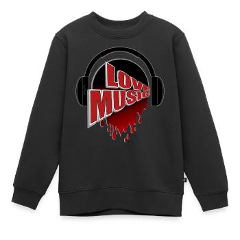 Liebe Musik Kopfhörer Herzblut - Kinder Premium Organic Sweatshirt - Schwarz - Vorne - AI Model Kid Female (0cm)
