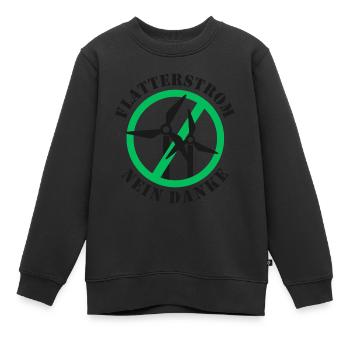 Flatterstrom Nein Danke, Windkraft Nein Danke - Kinder Premium Organic Sweatshirt - Schwarz - Vorne - AI Model Kid Female (0cm)