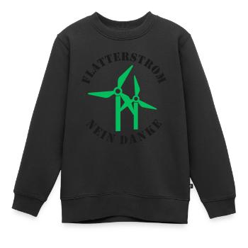 Flatterstrom Nein Danke, Windkraft Nein Danke - Kinder Premium Organic Sweatshirt - Schwarz - Vorne - AI Model Kid Female (0cm)