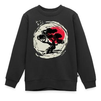 Bonsaibaum Kunst Japanischer Sonnenuntergang - Kinder Premium Organic Sweatshirt - Schwarz - Vorne - AI Model Kid Female (0cm)