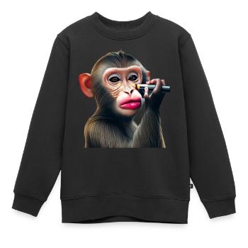 Make-up monkey - Kids Premium Organic Sweatshirt - black - Front - AI Model Kid Female (0cm)