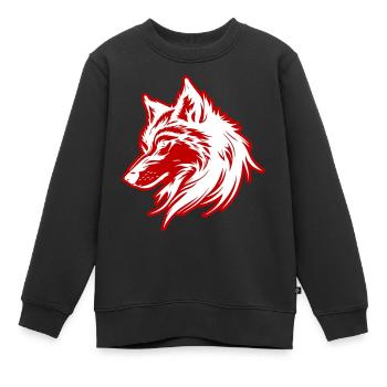 Wolf Silhouette - Kinder Premium Organic Sweatshirt - Schwarz - Vorne - AI Model Kid Female (0cm)