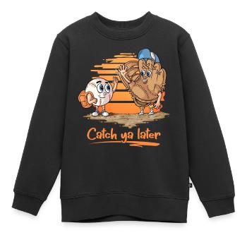 Catch ya Later Cartoon Baseball Handschuh und Ball - Kinder Premium Organic Sweatshirt - Schwarz - Vorne - AI Model Kid Female (0cm)