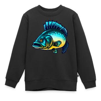 Zander Perch Angler - Kids Premium Organic Sweatshirt - black - Front - AI Model Kid Female (0cm)