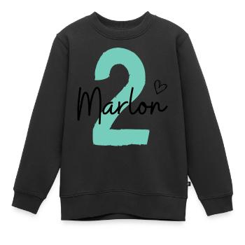 Marlon 2 - Kinder Premium Organic Sweatshirt - Schwarz - Vorne - AI Model Kid Female (0cm)