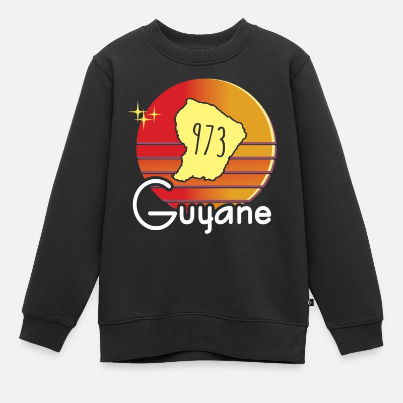 Belle idee cadeau souvenir carte de la Guyane - Sweat Premium enfant bio - noir