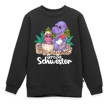 Große Schwester Niedlicher Dino Geschwister Paar - Kinder Premium Organic Sweatshirt - Schwarz - Vorne - AI Model Kid Female (0cm)