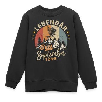 September 1986 - September 1986 Jahrestag 1986 - Kinder Premium Organic Sweatshirt - Schwarz - Vorne - AI Model Kid Female (0cm)