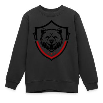 Grizzly Bär Schild - Kinder Premium Organic Sweatshirt - Schwarz - Vorne - AI Model Kid Female (0cm)