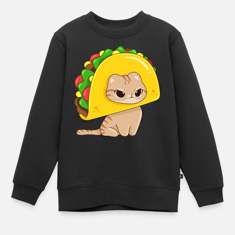 Chat et tacos - Sweat Premium enfant bio - noir