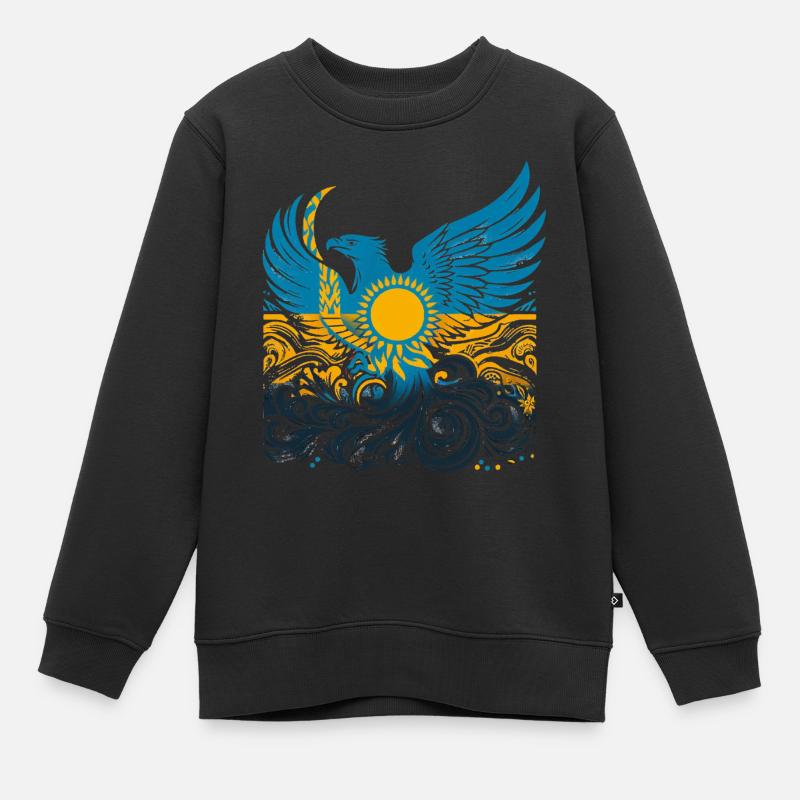 Kasachstan Adler Wappen Flagge Geschenk - Kinder Premium Organic Sweatshirt - Schwarz