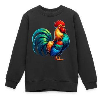 Belle image de coq - Sweat Premium enfant bio - noir - Devant - AI Model Kid Female (0cm)