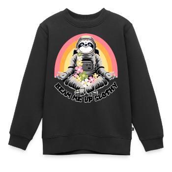 Beam me up Slothy - Kids Premium Organic Sweatshirt - black - Front - AI Model Kid Female (0cm)