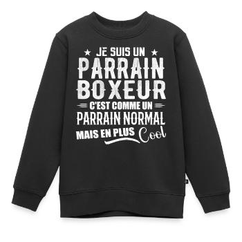 Boxer-Pate als normaler, aber coolerer Pate - Kinder Premium Organic Sweatshirt - Schwarz - Vorne - AI Model Kid Female (0cm)
