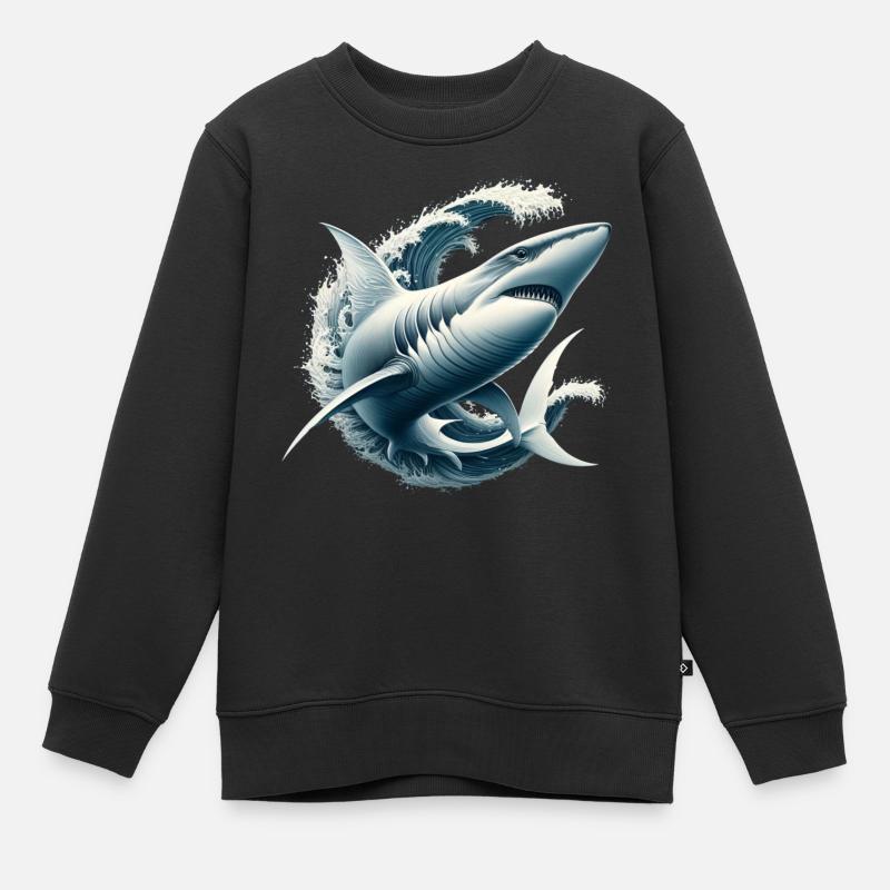 Hai Raubfisch - Kinder Premium Organic Sweatshirt - Schwarz