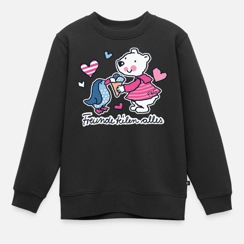 Friends share everything - Kids Premium Organic Sweatshirt - black