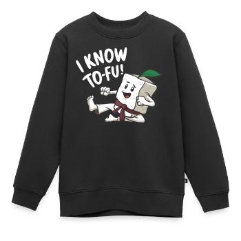 Tofu Lustiges - Kinder Premium Organic Sweatshirt - Schwarz - Vorne - AI Model Kid Female (0cm)