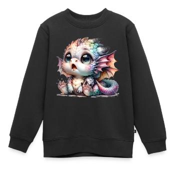 Bébé dragon avec de grands yeux et des ailes - Sweat Premium enfant bio - noir - Devant - AI Model Kid Female (0cm)