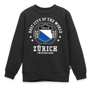 Zurich - Sweat Premium enfant bio - noir - Devant - AI Model Kid Female (0cm)