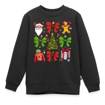 Noël Coquette Noël, Sapin de Noël - Sweat Premium enfant bio - noir - Devant - AI Model Kid Female (0cm)