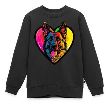 Schäferhund Hund Herz Hundeliebe - Kinder Premium Organic Sweatshirt - Schwarz - Vorne - AI Model Kid Female (0cm)