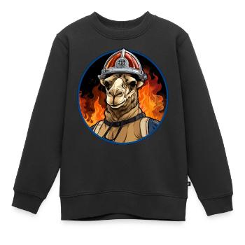 Brigade de pompiers à chameau - Sweat Premium enfant bio - noir - Devant - AI Model Kid Female (0cm)