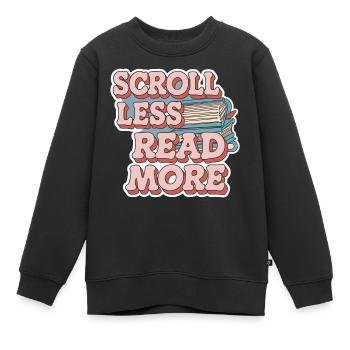 Scroll Less Read More 8 - Kinder Premium Organic Sweatshirt - Schwarz - Vorne - AI Model Kid Female (0cm)