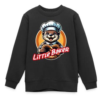 lustiger kleiner Otter mit Bäckermütze und Brezel - Kinder Premium Organic Sweatshirt - Schwarz - Vorne - AI Model Kid Female (0cm)