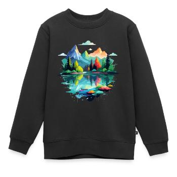 Ruhige Landschaft Ruhig Beschauliche Natur Im Freien - Kinder Premium Organic Sweatshirt - Schwarz - Vorne - AI Model Kid Female (0cm)