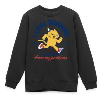 Ich liebe es, vor meinen Problemen davonzulaufen - Kinder Premium Organic Sweatshirt - Schwarz - Vorne - AI Model Kid Female (0cm)