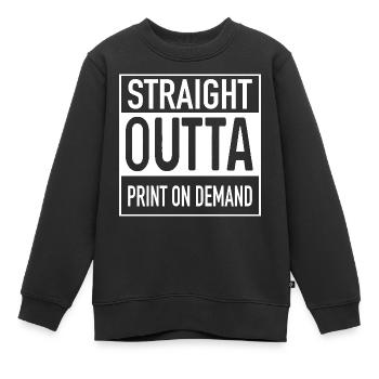 Droit OUTTA PRINT ON DEMAND - Sweat Premium enfant bio - noir - Devant - AI Model Kid Female (0cm)