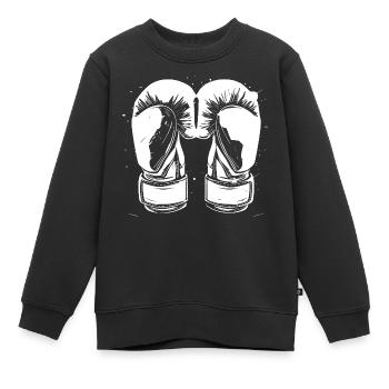 Dessin de gants de boxe - Sweat Premium enfant bio - noir - Devant - AI Model Kid Female (0cm)