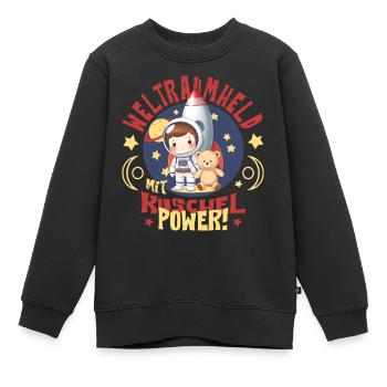 Astronaut with teddy bear - Kids Premium Organic Sweatshirt - black - Front - AI Model Kid Female (0cm)