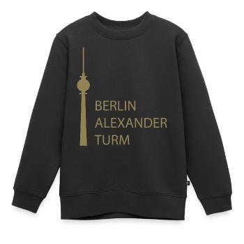 Lustiger Berlin Fernsehturm Parodie Minimal - Kinder Premium Organic Sweatshirt - Schwarz - Vorne - AI Model Kid Female (0cm)