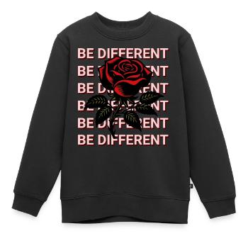 SOYEZ DIFFÉRENT – Rose Rouge, Amour-Propre, Positivité - Sweat Premium enfant bio - noir - Devant - AI Model Kid Female (0cm)