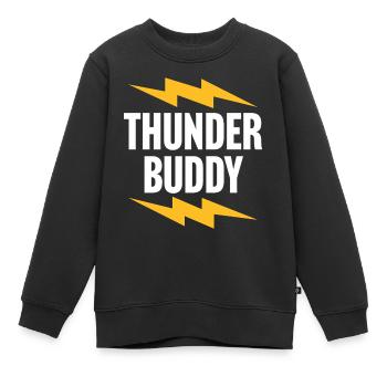 Thunder Buddy - Kids Premium Organic Sweatshirt - black - Front - AI Model Kid Female (0cm)
