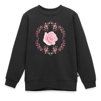 Flower - Kinder Premium Organic Sweatshirt - Schwarz - Vorne - AI Model Kid Female (0cm)