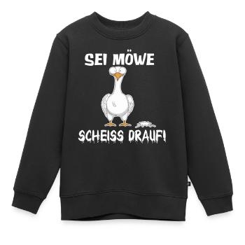Sei Möwe, scheiß drauf – Lustiges Shirt - Kinder Premium Organic Sweatshirt - Schwarz - Vorne - AI Model Kid Female (0cm)