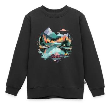 Ruhige Landschaft Ruhig Beschauliche Natur Im Freien - Kinder Premium Organic Sweatshirt - Schwarz - Vorne - AI Model Kid Female (0cm)
