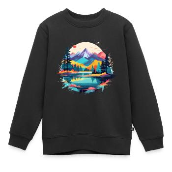 Ruhige Landschaft Ruhig Beschauliche Natur Im Freien - Kinder Premium Organic Sweatshirt - Schwarz - Vorne - AI Model Kid Female (0cm)
