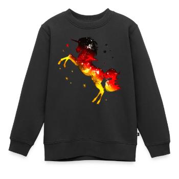 Einhorn, Deutschland Fahne, Flagge, Farben deutsch - Kinder Premium Organic Sweatshirt - Schwarz - Vorne - AI Model Kid Female (0cm)