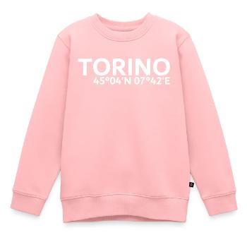 Coordonnées de Turin - Sweat Premium enfant bio - rose - Devant - AI Model Kid Female (0cm)