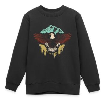 Majestic Flying American Bald Eagle - Kinder Premium Organic Sweatshirt - Schwarz - Vorne - AI Model Kid Female (0cm)