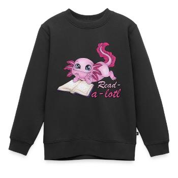 Axolotl Buchliebhaber Lesen Read a lot Geschenk - Kinder Premium Organic Sweatshirt - Schwarz - Vorne - AI Model Kid Female (0cm)