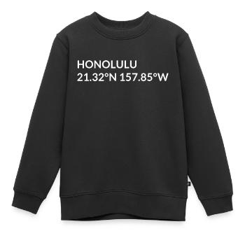 Honolulu Hawaii USA Koordinaten - Kinder Premium Organic Sweatshirt - Schwarz - Vorne - AI Model Kid Female (0cm)